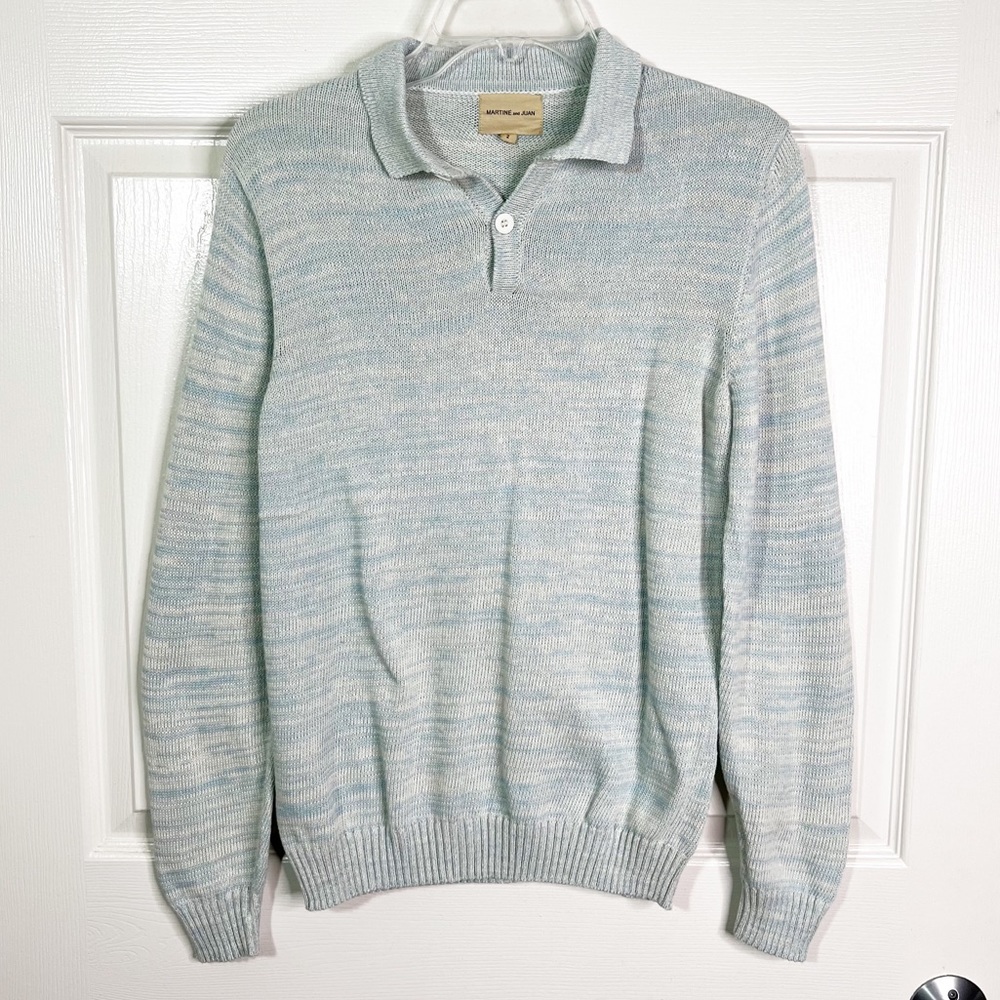 Martine and Juan Marled Knit Long Sleeve Henley Sweater Size 2 (M)